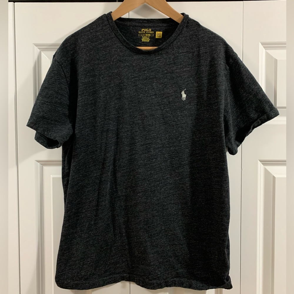 Ralph Lauren Polo crew neck tee shirt. Men’s Large. Dark Charcoal Heather Gray